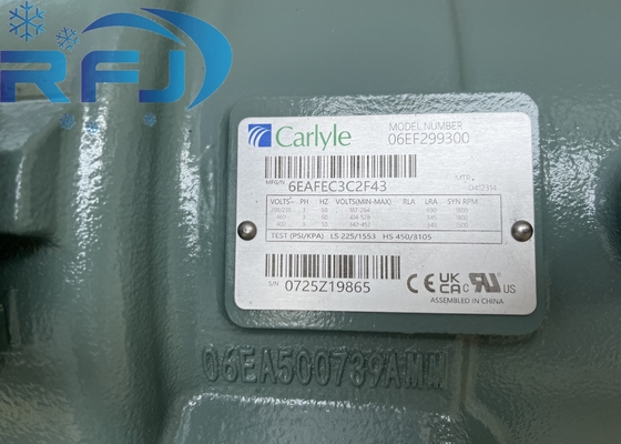 Βιομηχανική ποιότητα Carlyle 06EF299300 Συμπίεστος με έμβολο με δοκιμή PSI/KPA 3 PH